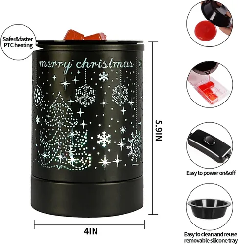 Miniatura 3 de Enaroma Calentador de cera con fragancia, calentador de aceite eléctrico, quemador para cera perfumada, para decoración del hogar, diseño de Navidad