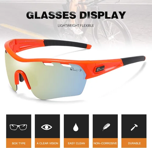 Miniatura 6 de Bevi Lentes de sol deportivos polarizados TR90, marco duradero y ultraligero para hombres y mujeres, béisbol, correr, ciclismo, golf Espejo de cielo