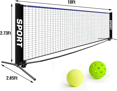 Miniatura 2 de Mini juego de pickleball de 10 pies, red de tenis de fútbol, red de tenis pequeña, red de entrada de tenis, red de pickle ball portátil al aire