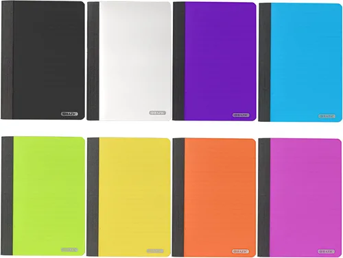 BAZIC Products Juego de 80 libros de composición personal con cubierta de polietileno de 5 x 7 pulgadas, para oficina de notas escolares, juego de 8