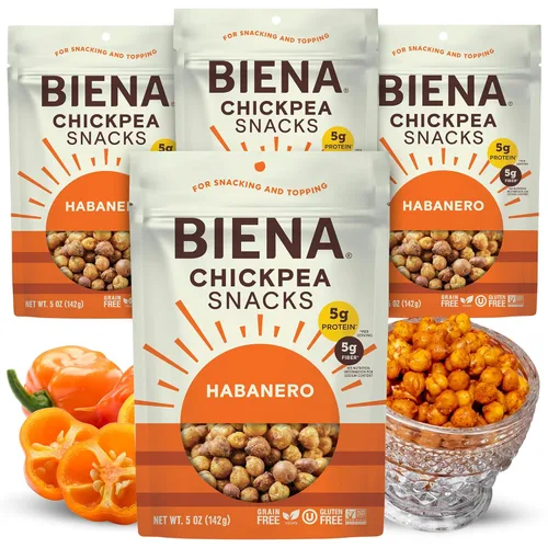 Miniatura 9 de BIENA Chickpea Snacks - Garbanzos tostados crujientes - Snacks ricos en fibra y proteína para adultos y niños - Paquete de 4, bolsas de 5 onzas