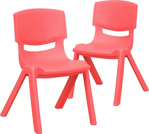 Miniatura 7 de Flash Furniture Whitney - Paquete de 10 sillas escolares apilables de plástico rojo con altura de asiento de 12 pulgadas