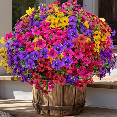 Miniatura 16 de Axylex - Flores Artificiales para Exteriores, Plantas Falsas - 16 Paquetes de Verdería Artificial para Exteriores, Arbustos de Boj de Plástico Sin