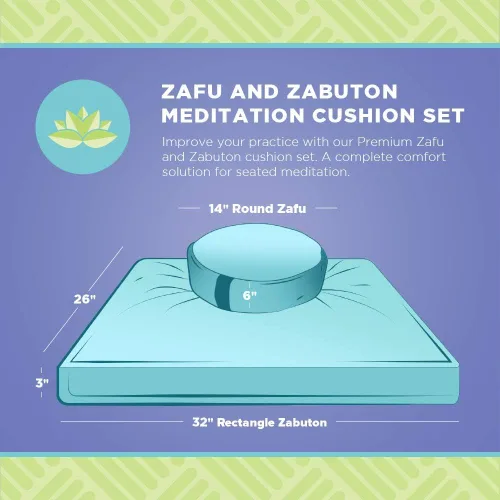 Miniatura 4 de Bean Products Juego de alfombrillas de meditación – Zafu almohada de piso orgánica de trigo sarraceno + almohadilla de oración Zabuton rellena