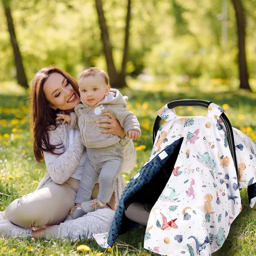 Miniatura 8 de Funda de asiento de coche para bebé niño, fundas de asiento de coche cálidas de Minky para bebés, invierno, cubierta de asiento de coche Peekaboo