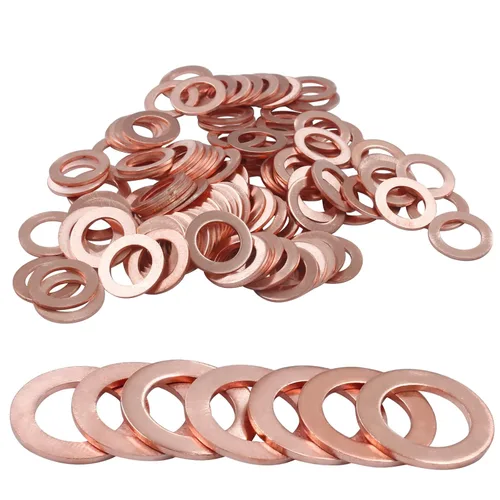 Arandela plana de cobre M10, kit de juntas de cobre, anillo de arandela de sellado métrico, 100 unidades, diámetro interior de 0.39 pulgadas,