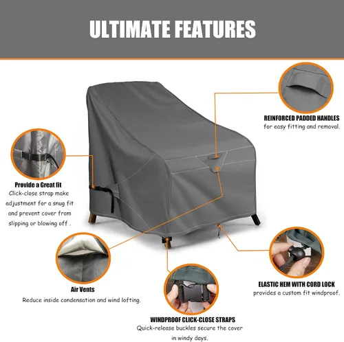 Miniatura 4 de Fundas impermeables para sillas de patio, 35 pulgadas de ancho x 37 pulgadas de profundidad x 32 pulgadas de alto, fundas giratorias para sillas