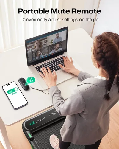 Miniatura 8 de UREVO Strol 2E Caminadora plegable inteligente 2 en 1, almohadilla compacta para caminar con mango de seguridad, Plug and Play, caminadora