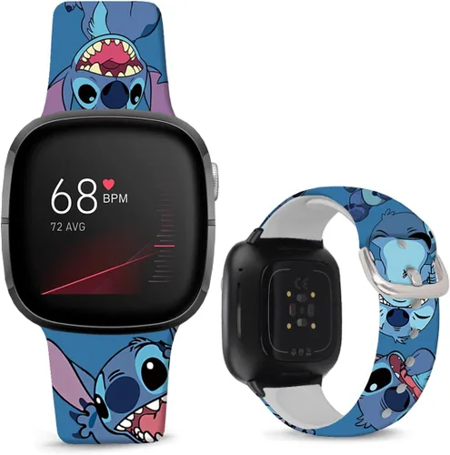 Miniatura 17 de Correas de reloj de dibujos animados con estampado floral compatibles con Fitbit Versa 4/Versa 3/Fitbit Sense 2/Sense Band de silicona suave