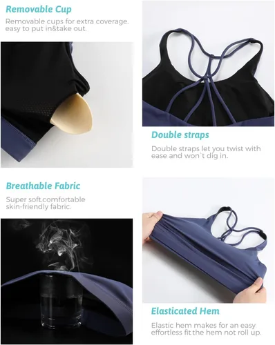 Miniatura 125 de Brasieres deportivos para mujer, con relleno, tipo camiseta sin mangas, sexis, con espalda cruzada, de alto impacto, largos, ideales para practicar