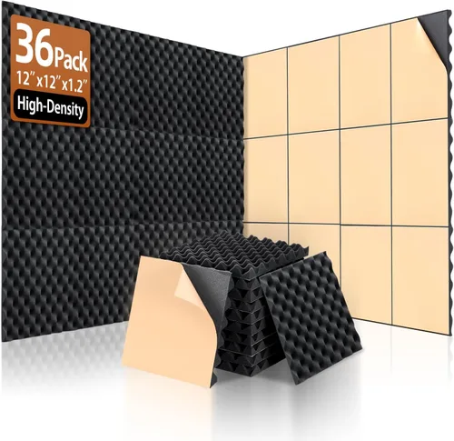Miniatura 10 de SODOCT - Paquete de 12 paneles acústicos grandes, 47.2 x 23.6 x 0.4 pulgadas, paneles a prueba de sonido para paredes, paneles de absorción de Negro