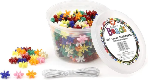 Hygloss Productos Bucket O'Beads Cuentas de plástico Starburst - Colores surtidos - para artes y manualidades - Joyería, llaveros y más - Paquete