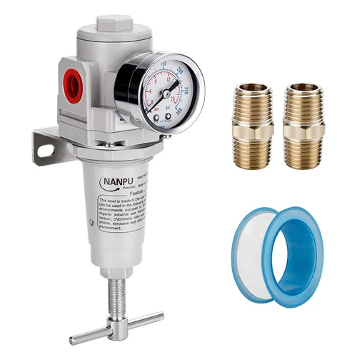 NANPU 3/4" NPT Regulador de aire comprimido de alta presión con mango en forma de T, manómetro 0-300 psi y soporte de metal