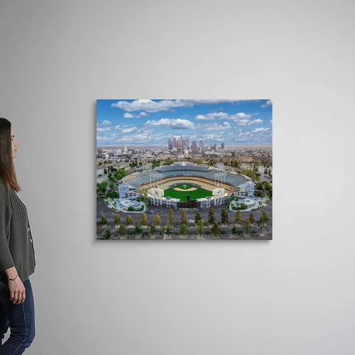 Miniatura 2 de CANVAS ON DEMAND Estadio Dodger de Los Ángeles Lienzo Enmarcado Flotante Negro Arte de Pared Impreso por Copterpilot Photography, Fotografía