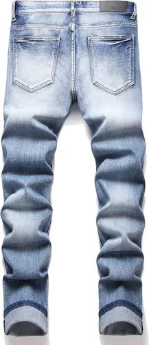 Miniatura 3 de Skinny Slim Fashion - Jeans elásticos de motociclista de Hip Hop con agujeros rectos rasgados.