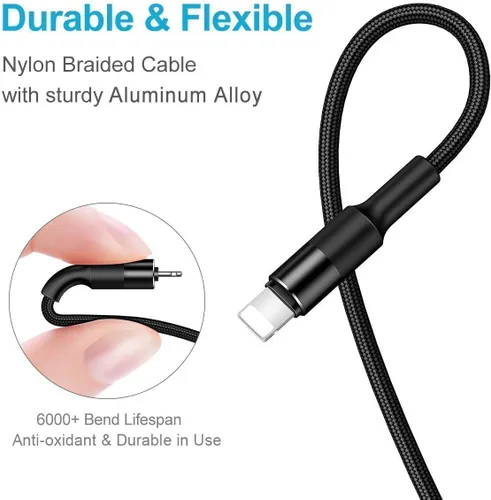 Miniatura 4 de USAMS Paquete de 2 cables de carga múltiple, cable de carga múltiple USB trenzado de nailon 3 en 1 de 5 pies, cable de carga rápida compatible