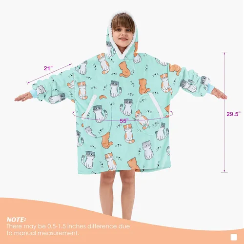 Miniatura 3 de American Trends Wearable Blanket Hoodie, Oversized Sherpa Warm Hoodie Blanket Thick Sweatshirt, Gift for Women Men Girls Gato