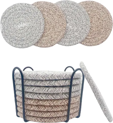 Juego de 8 posavasos con soporte, posavasos para mesa auxiliar, juego de posavasos absorbentes para decoración de sala de estar, protección de mesa,