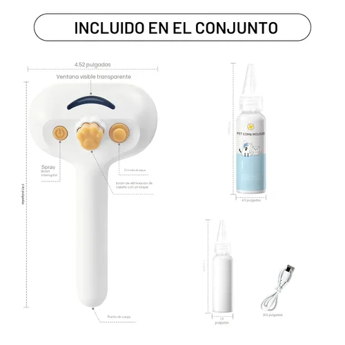 Miniatura 9 de Cepillo de vapor para mascotas para perros y gatos – Peine de depilación en aerosol 3 en 1 para quitar pelo y aseo, suaviza la piel y reduce