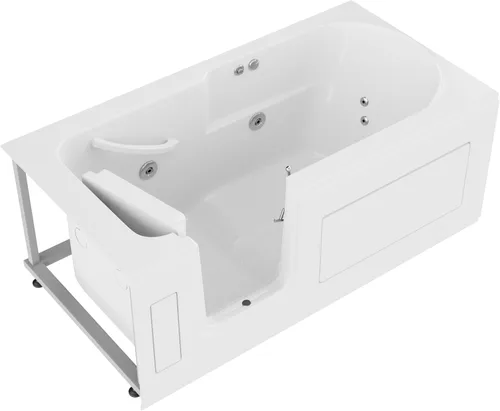 Miniatura 7 de ANZZI Bañera de 53 x 26 pulgadas con llenado rápido, cabezal de ducha de 60 pulgadas, fácil entrada, sello hermético, almohada para la cabeza, 2653