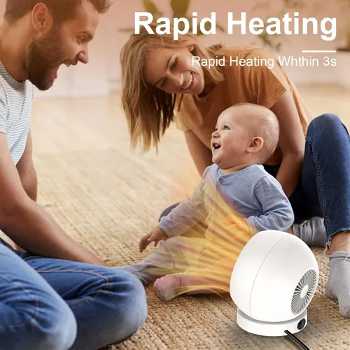 Miniatura 5 de Calentador de escritorio, calentador de escritorio de 600 W de eficiencia energética para uso en interiores, seguro y silencioso para dormitorio