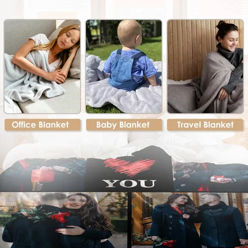 Miniatura 6 de Manta personalizada con foto, manta personalizada con imágenes, regalos personalizados para el día de San Valentín para mamá, papá, amigos, novio