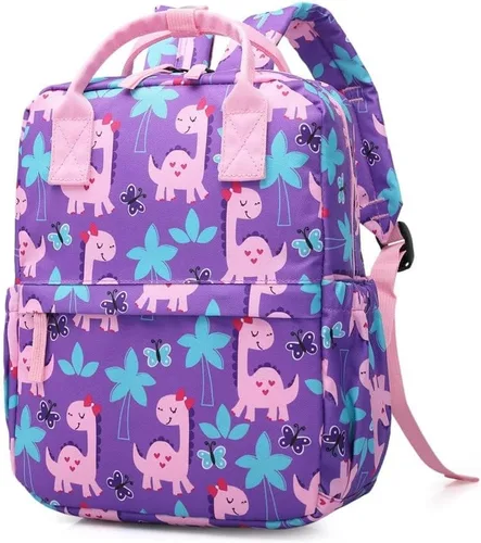 Linda mochila preescolar para niños pequeños con diseño de unicornio y dinosaurio, bolsa de viaje para niñas y niños, Dinosaurio femenino, 12