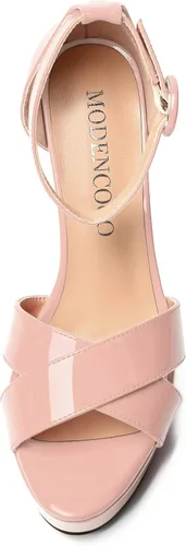 Miniatura 38 de MODENCOCO Sandalias de boda con correa de tobillo sexy para mujer, con plataforma y puntera abierta, tacón de aguja y tacón alto, zapatos de vestir