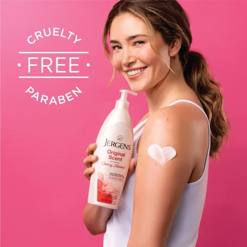 Miniatura 3 de Jergens Loción para piel seca de aroma original, hidratante corporal para manos y cuerpo, esencia de almendra de cereza, probado por dermatólogos