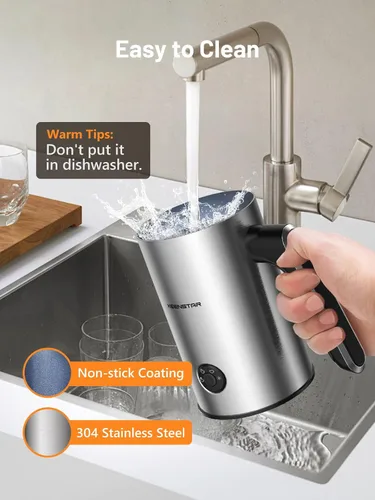 Miniatura 7 de Keenstar Espumador de leche eléctrico, vaporizador de leche automático 4 en 1, máquina de espuma caliente o fría para café con leche, capuchino