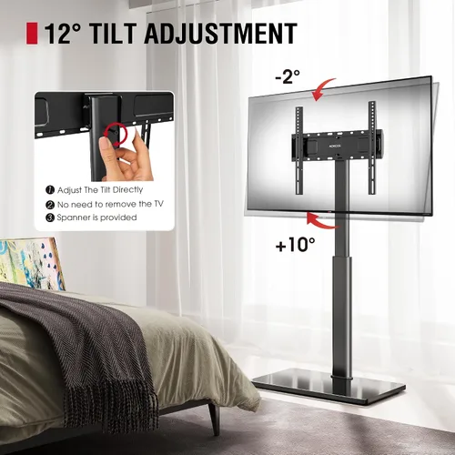 Miniatura 4 de AOKCOS Soporte giratorio de suelo para televisores de 32 a 65 pulgadas, soporte de TV pequeño de esquina ajustable de 8 niveles para sala