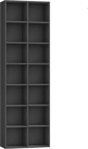 FOTOSOK Estantería de 71'' de alto, Torre de Medios de Doble Ancho, Estante para CD DVD, Gabinete de Exhibición con Estantes Ajustables, Librero