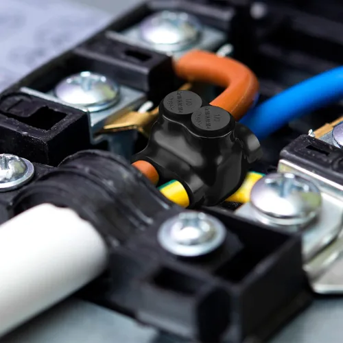 Miniatura 5 de Copkim 5 piezas de conectores de cable aislados de 2 puertos con empalme en línea de aluminio, conector de grifo de tapa precargado con inhibidor