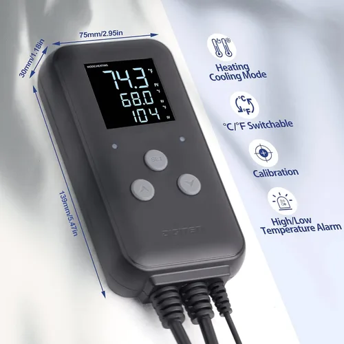 Miniatura 3 de Termostato de alfombra calefactora DIGITEN Controlador de temperatura impermeable DTC315 Termostato de enchufe para plántulas de invernadero Acuario