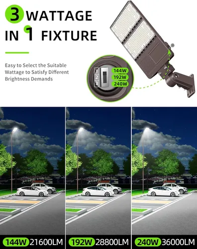 Miniatura 2 de Luz de estacionamiento LED de 480 V 240 W con fotocélula 36000LM 5000K LED Shoebox Light Pole Inundación Accesorio de inundación IP65 Área comercial