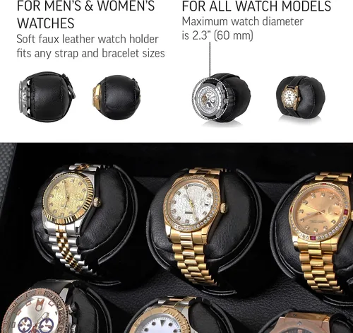 Miniatura 3 de Bobinador de reloj para 6 relojes automáticos con opción de parada del motor y compartimento de batería