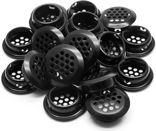 Piutouyar 20 rejillas de ventilación redondas de 0.984 in/1 pulgada, rejillas de ventilación circulares de acero inoxidable para cocina, baño, Negro