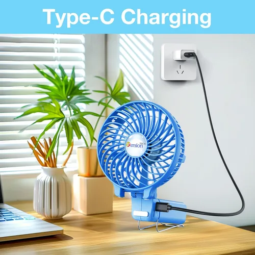 Miniatura 8 de VersionTECH. Ventilador portátil de mano, potente+durable+4000mAh+plegable 180°, mini ventiladores de mesa con USB recargable operado por batería