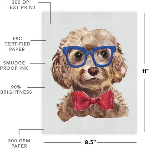 Miniatura 122 de Andaz Press Póster impreso para pared de perro, 8.5 x 11 pulgadas, Bulldog inglés con gafas negras, 1 paquete, regalo de cumpleaños de Navidad, sin