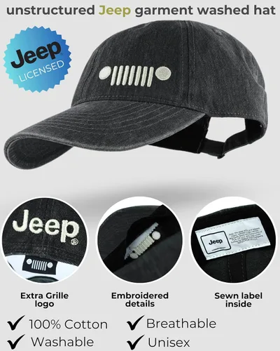 Miniatura 2 de Jeep Grille Logo Garment Washed Hat Negro