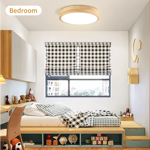 Miniatura 7 de Lámpara de Techo LED Empotrada: 12 Pulgadas 24W Luminaria de Dormitorio de Madera con Lámparas de Techo Redondas Modernas Planas Aéreas Minimalistas
