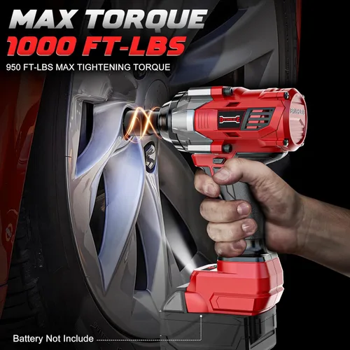 Miniatura 4 de DIYtoolifz Llave de impacto inalámbrica de 1/2" Compatible con batería Milwaukee de 18V, controlador de impacto de alto par de 1000 pies-libra