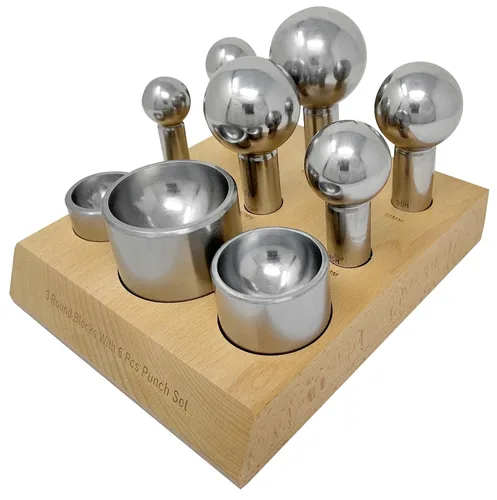 Miniatura 2 de Juego de troqueles de acero para cúpula con 6 perforadores y 3 troqueles de cúpula de doble cara para fabricación de joyas, herramientas