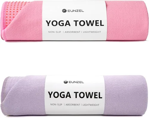 Miniatura 12 de Eunzel Paquete de 2 toallas de yoga caliente con punto de agarre, tapete de yoga antideslizante Towe absorbente de sudor para yoga caliente, bikram