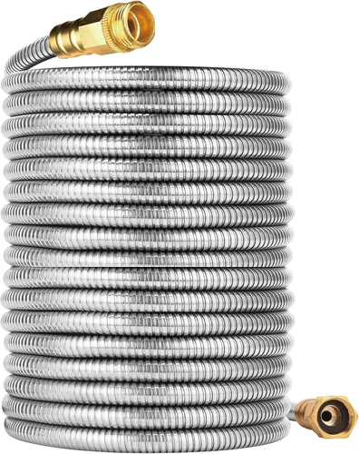 Miniatura 13 de Manguera líder de acero inoxidable: Extensión de manguera de jardín corta de 1 pie con acero 304 - Conector de metal flexible para grifo o carrete