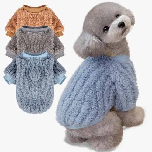 Miniatura 14 de FabriCastle Suéter pequeño para perro, paquete de 3 ropa para perros y gatos, chaquetas suaves y cálidas para perros pequeños, niños y niñas