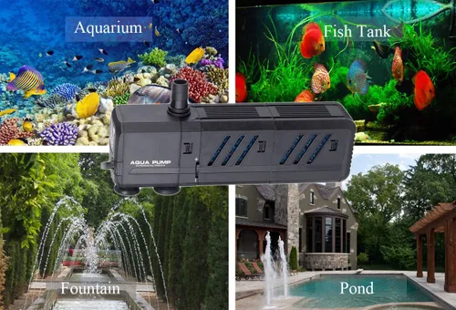 Miniatura 6 de MQ Bomba de agua sumergible de 400 GPH (1500 L/H, 15 W) con filtros y boquillas de agua, ultra silenciosa para acuario, pecera, estanque, fuente
