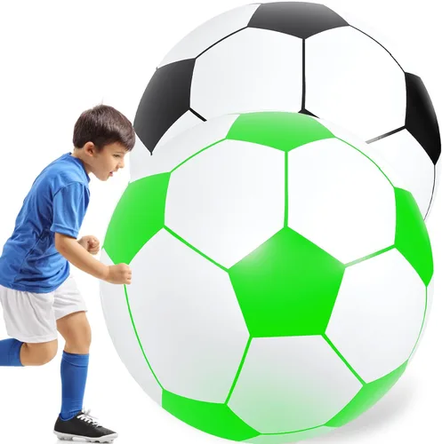Miniatura 10 de Lewtemi 2 pelotas de fútbol inflables gigantes de 40 pulgadas, globos de playa grandes y enormes globos de fútbol, deporte, fiesta de cumpleaños