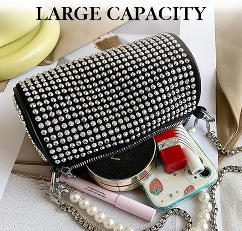 Miniatura 5 de JBB Rhinestone Clutch Purses For Women Glitter Purse Bling Evening Handbags Chain Strap Mini Party Bag Small