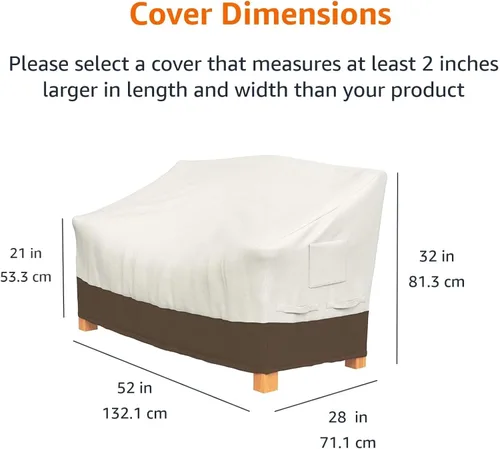 Miniatura 2 de Amazon Basics Funda de sofá de 2 plazas para exteriores, funda para muebles de patio, impermeable, anti-UV, duradera, beige/marrón